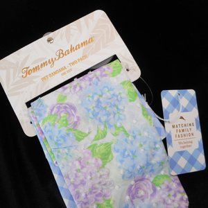 Tommy Bahama Pet Bandana Two Pack Cotton Floral Gingham 13" x 30" NWT Spring